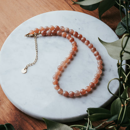 The Chunky Stacker | Sunstone Gemstone Necklace