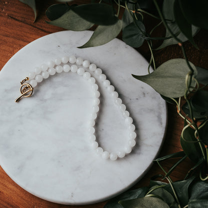 The Chunky OT | White Jade Gemstone Necklace