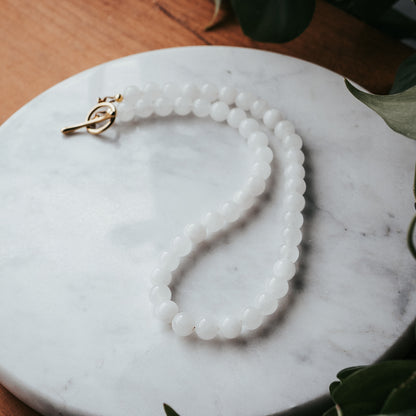 The Chunky OT | White Jade Gemstone Necklace