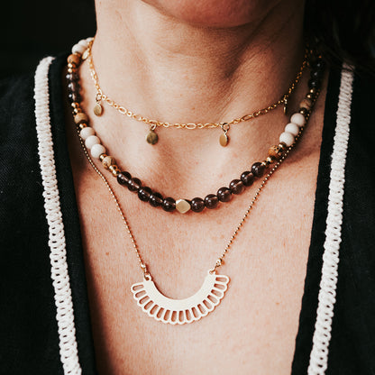 The Smoky Drift Hippie Gem Stacker | Gemstone Necklace