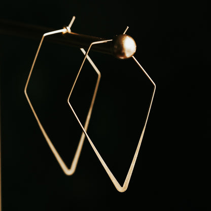 Lozenge Hoops| Brass Minimalist Earrings
