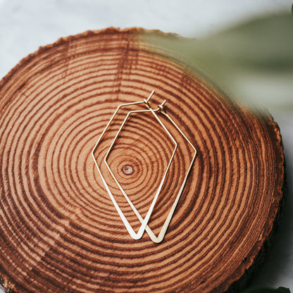 Lozenge Hoops| Brass Minimalist Earrings