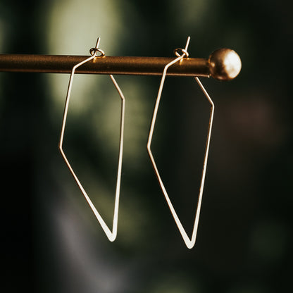 Lozenge Hoops| Brass Minimalist Earrings