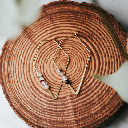 Lozenge Hoops | Agate Minimalist Earrings