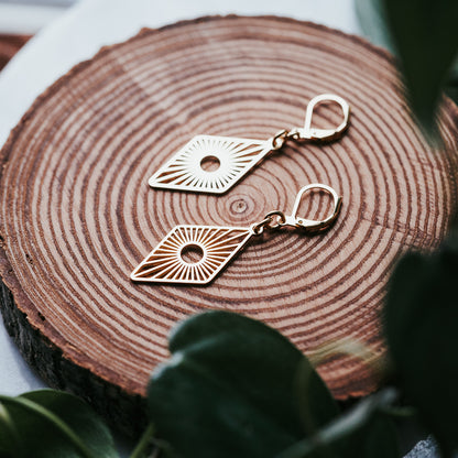 Petite Lozenge Brass Earrings