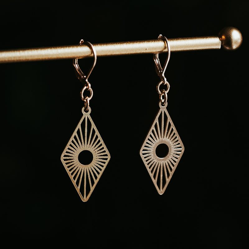 Petite Lozenge Brass Earrings