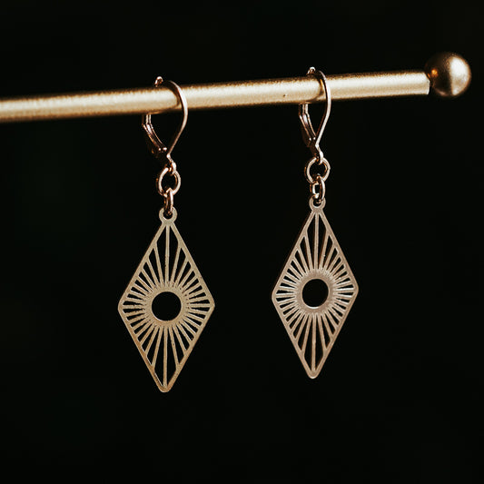 Petite Lozenge Brass Earrings