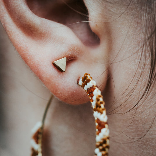 Triangle Brass Stud Earrings