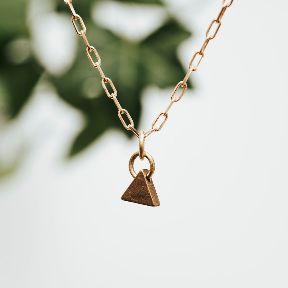 Tiny Triangle Brass Necklace