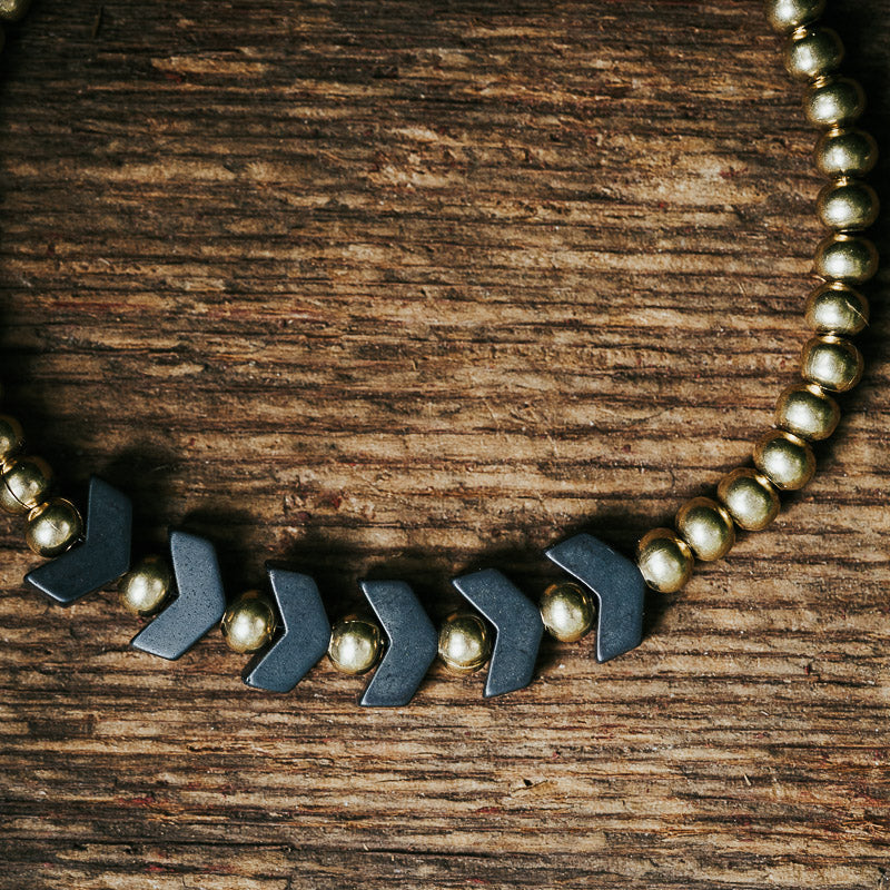 Chevron Brass Bead Bracelet