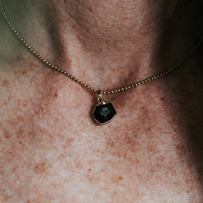 Irregular Agate Gemstone Brass Necklace