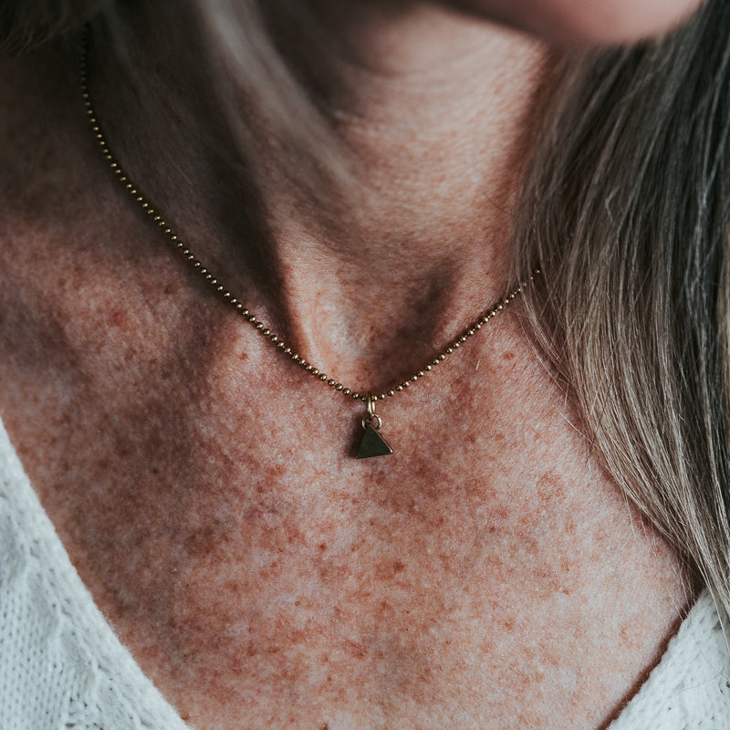 Tiny Triangle Brass Necklace