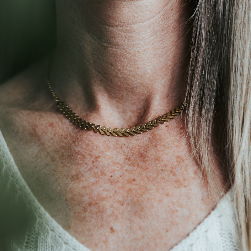 Chevron Brass Necklace